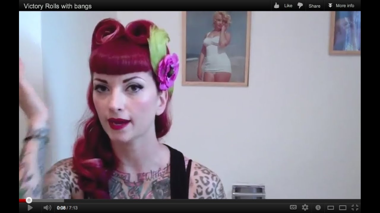 Vintage Hair Victory Roll Tutorial With Bangs by CHERRY DOLLFACE