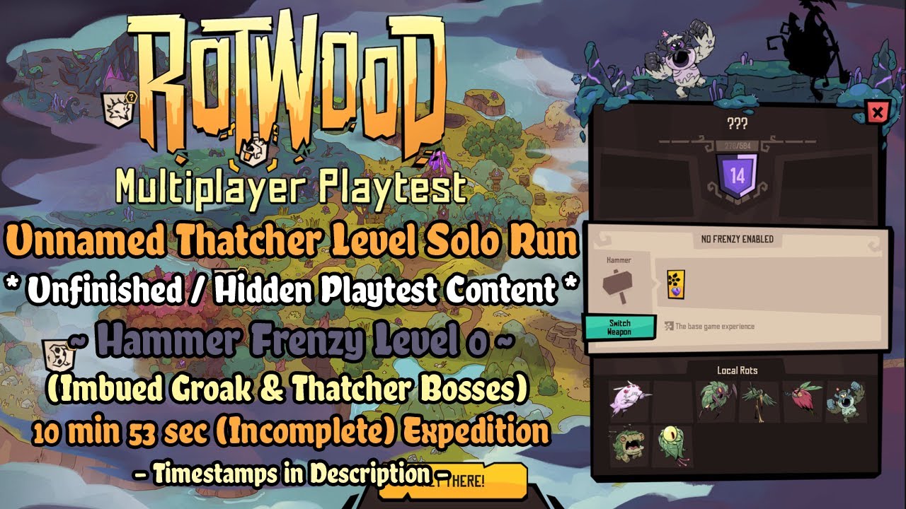 Rotwood Multiplayer Test | Unfinished Content - Unnamed Thatcher Level [Hammer Frenzy 0] Solo Run