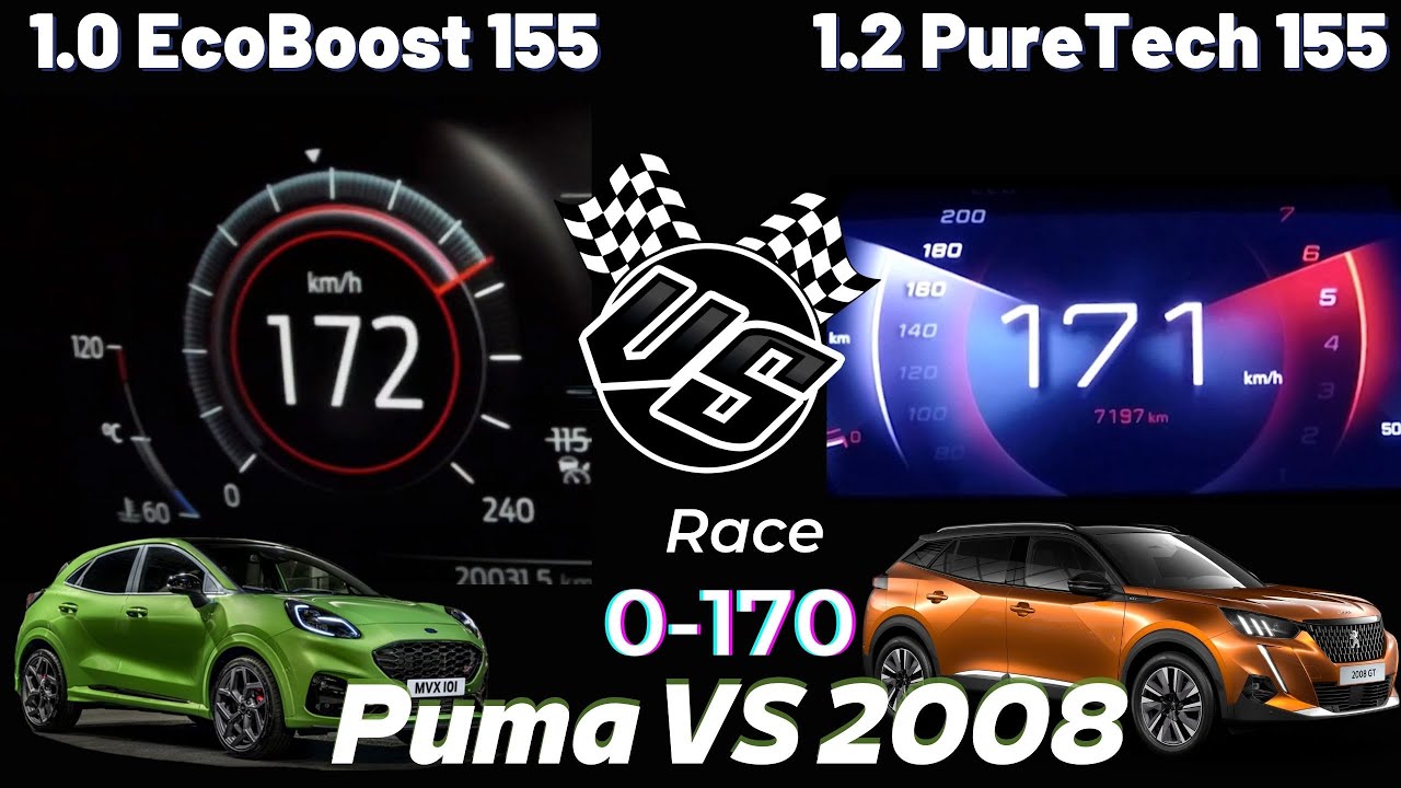 0-170 Top Speed Peugeot 2008 GT 1.2 PureTech 155 Hp VS Ford Puma 2023 1.0 EcoBoost Hybrid 155 Ps Pov
