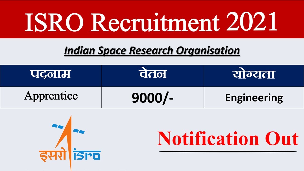 ISRO Recruitment 2021 Apply Online  | ISRO Recruitment 2021 Notification