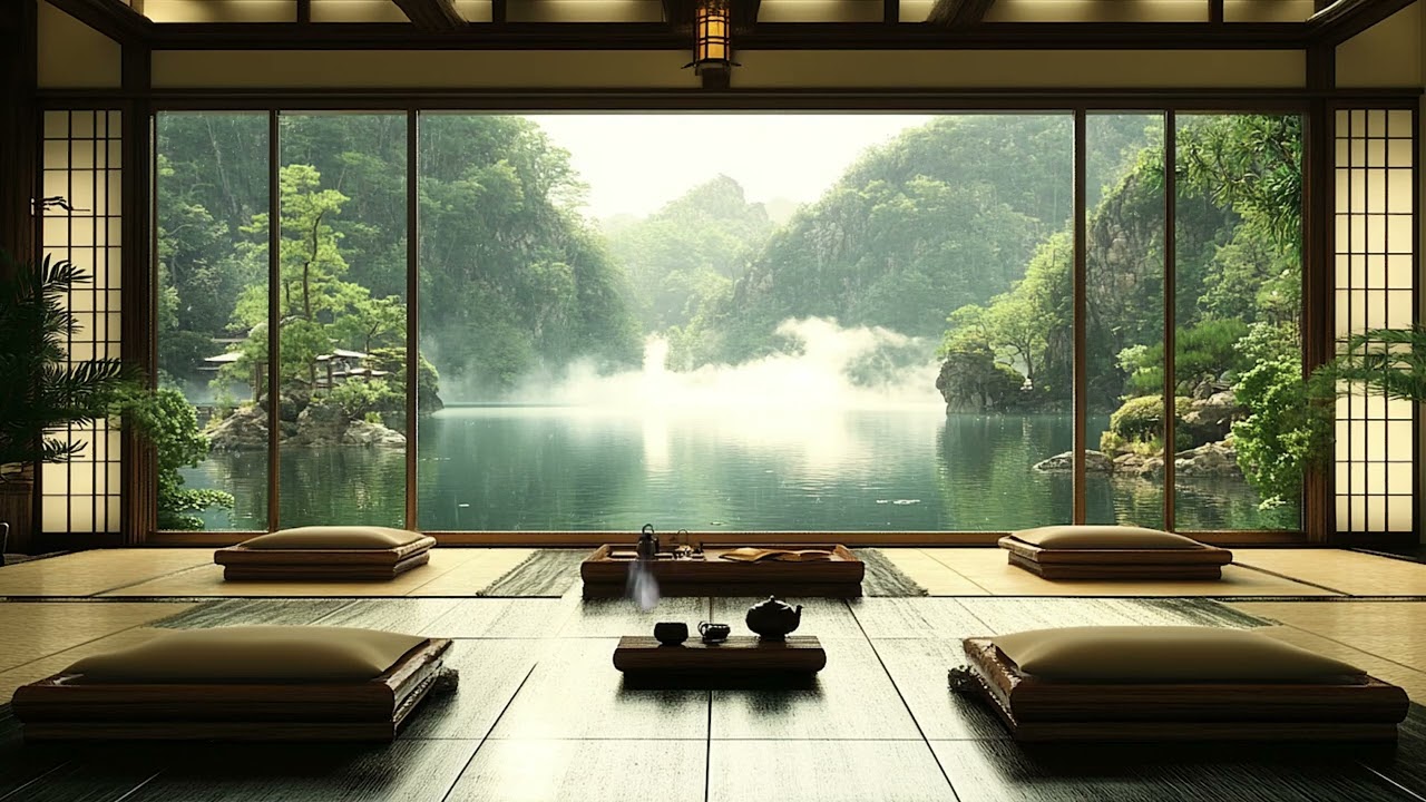 A Meditation Room with Relaxing Rain Music