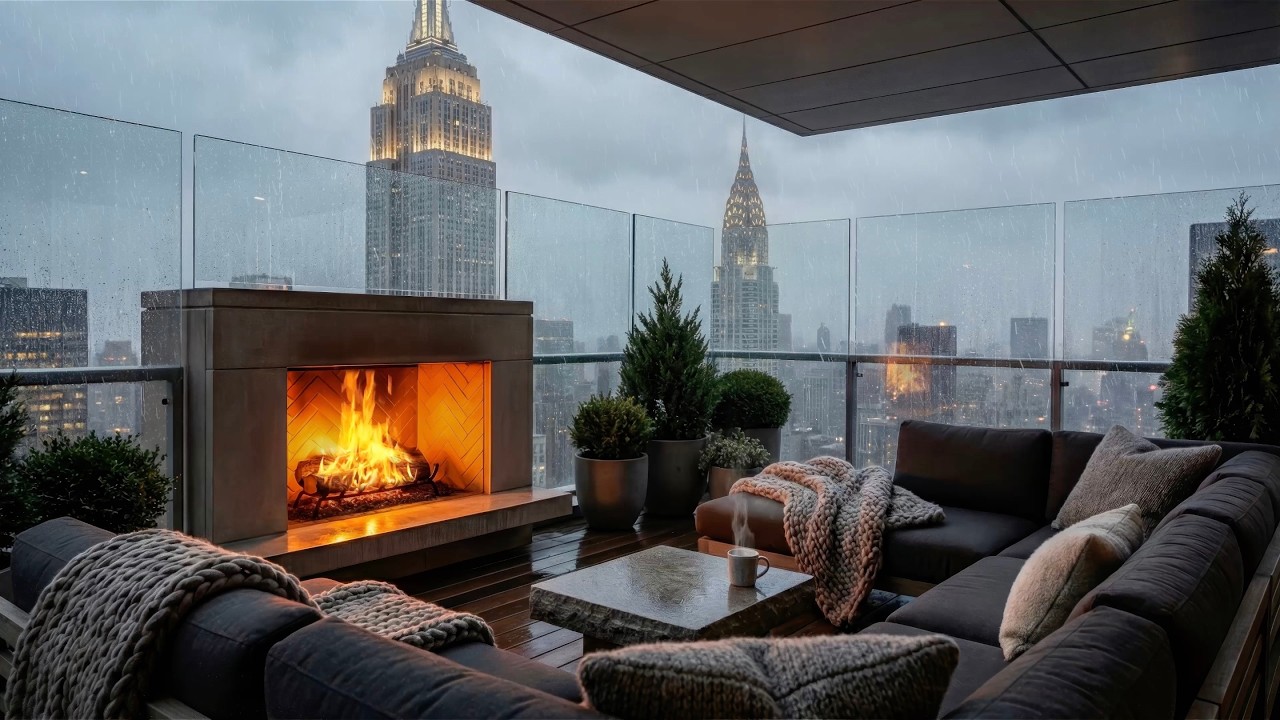 Дождливый вечер на балконе Нью-Йорка 😴🌧️🏙️ (Дождь, Город)