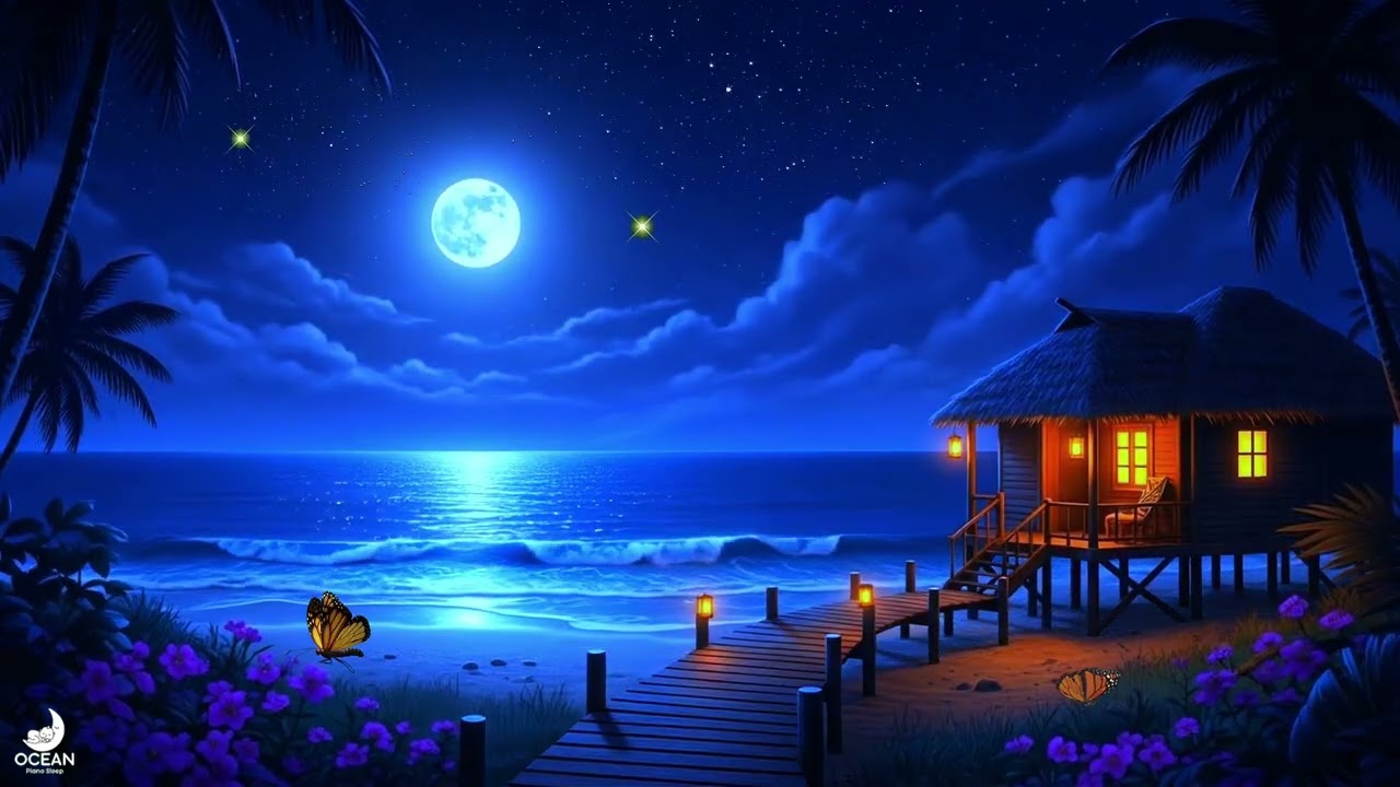 Night Piano Music with Ocean Sounds – 3 hours of peaceful sleep audio.