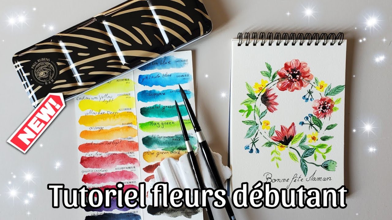 Tutoriel fleurs aquarelle débutant. Test palette Paul rubens 🌸🌺🎨