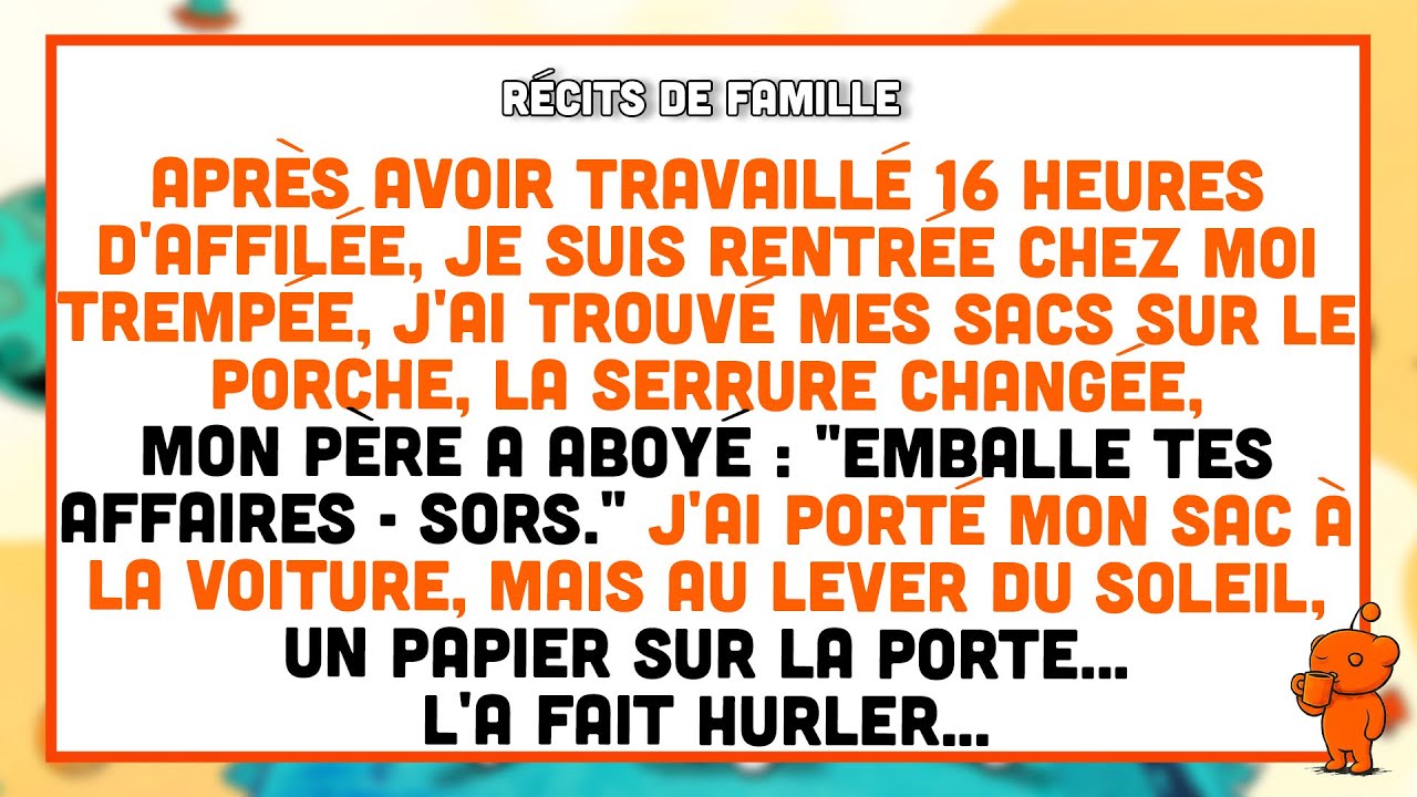 Après 16h de travail, je rentre trempée et trouve mes sacs dehors, serrure changée.