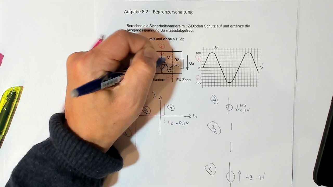 Diode Aufgabe 2 - Begrenzerschaltung mit zwei Zenerdioden