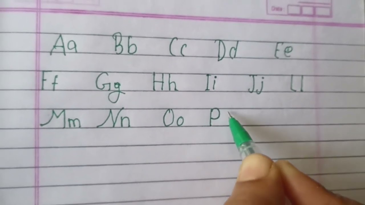 The alphabet write. ABCD how to write ABCD in four lines on 