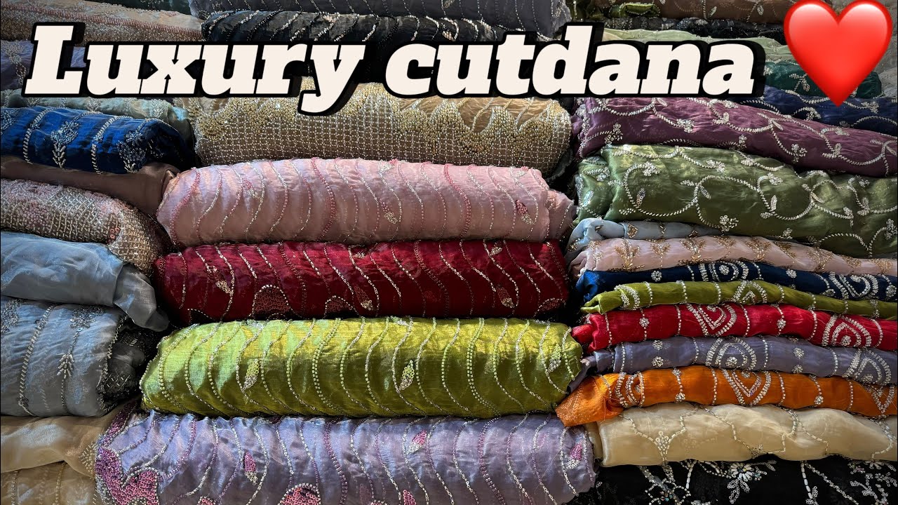 Luxury cutdana work on silk fabric.   ❤️🔥.               #youtube #gullchainafabrics #cutdanawork