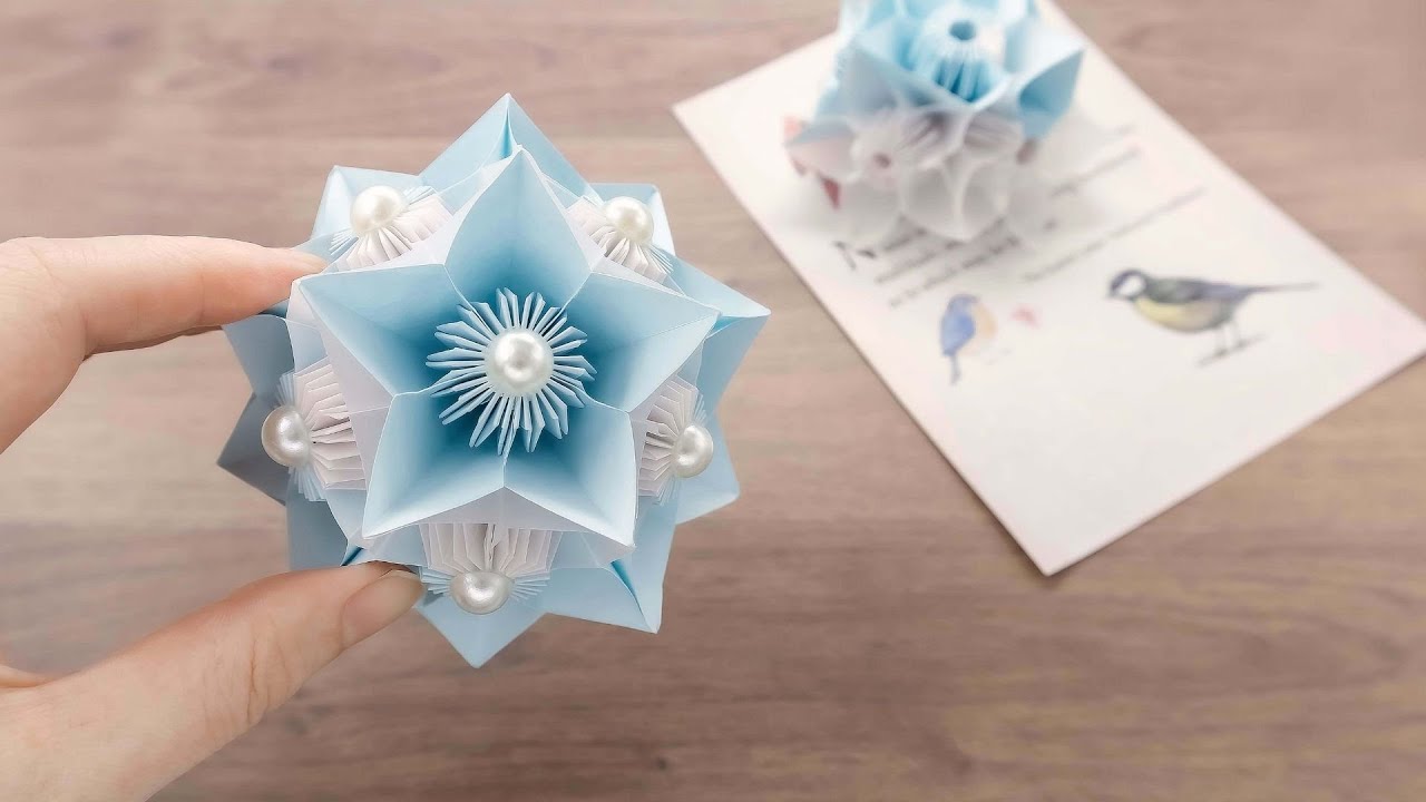 折り紙くす玉｜折り紙で作る可愛いくす玉フラワーの作り方｜Origami Kusudama｜AyaWangPaper