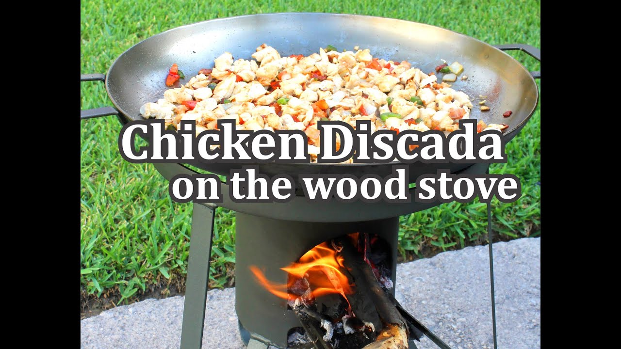 Chicken Discada on Portable Wood Stove