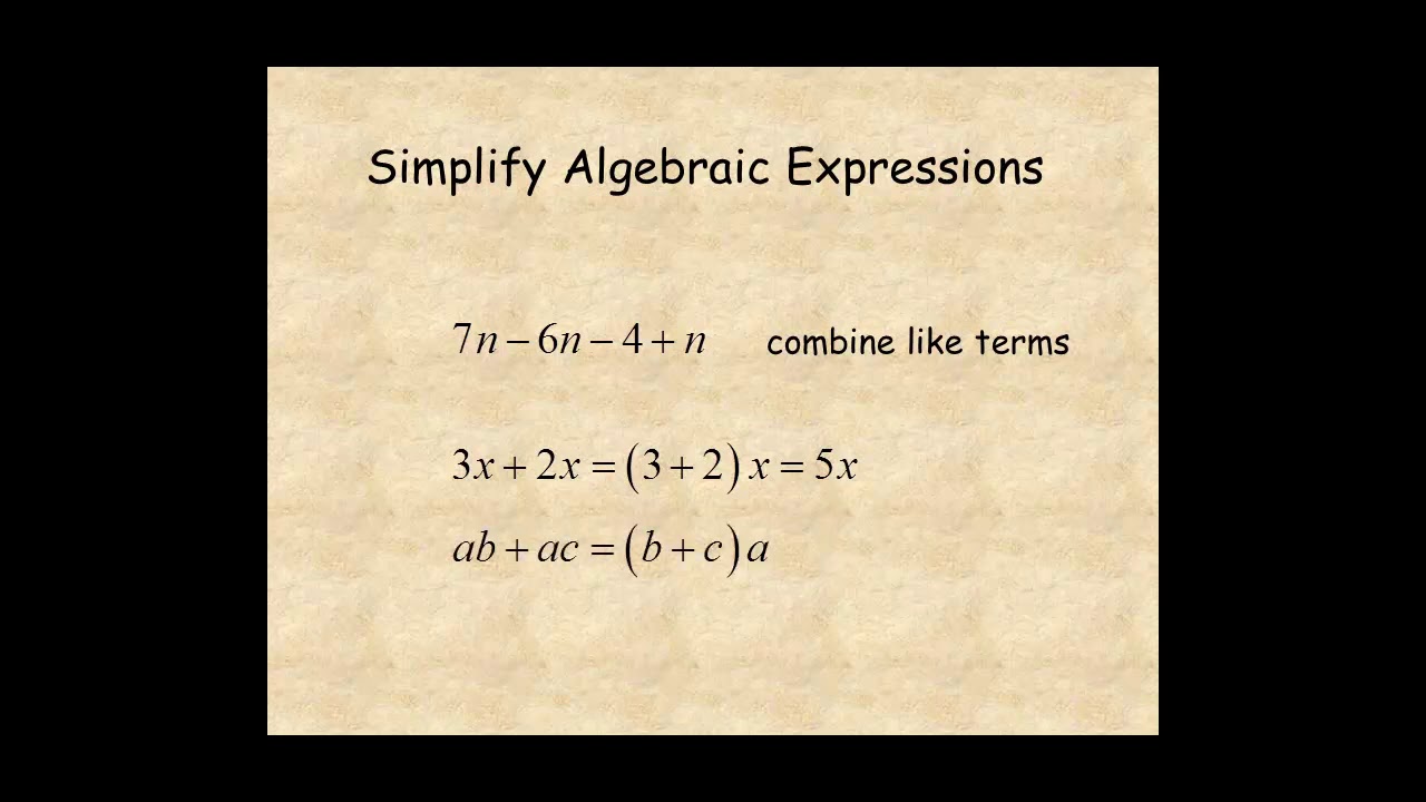 Grade 7 Simplify Algebraic Expressions