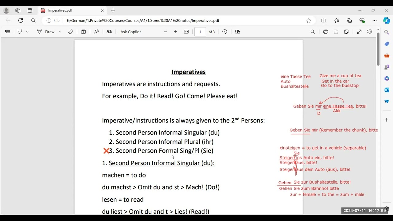German A1 Sprechen Teil 03 How to make instructions I Imperatives