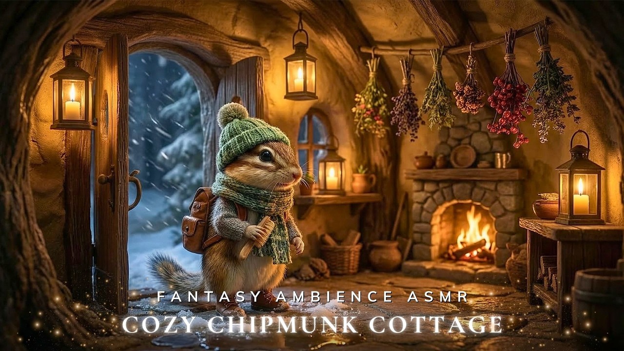Cozy Chipmunk Cottage 🌲 Fantasy Fireplace Ambience for Study, Sleep and Quiet Evenings