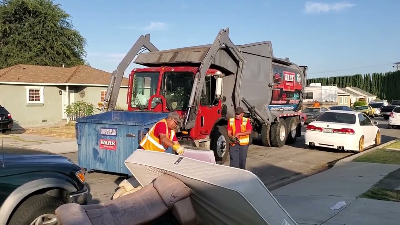 Ware Disposal Diesel Mack MR Amrep FL Garbage Truck on Bulky Items
