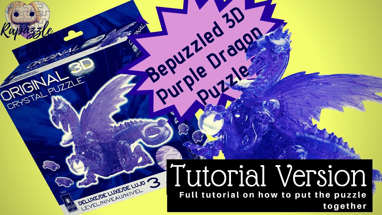Bepuzzled 3D Crystal Puzzle Purple Dragon- Tutorial Version