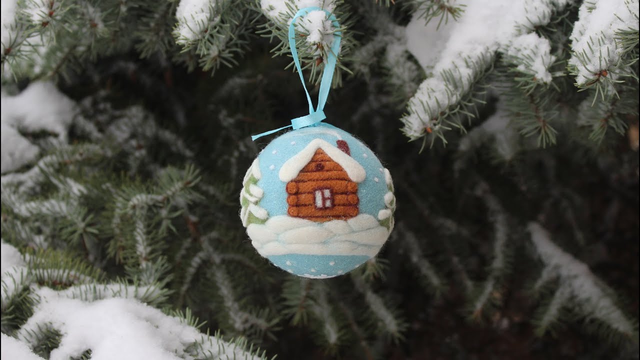 Ёлочный шар из шерсти своими руками.  Needle felting.  Christmas decoration.  Shabalin Design