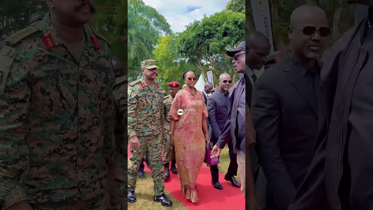 Gen. Muhoozi and wife welcomed for Cedric's burial #museveni #uganda #presidentmuseveni #GenMK
