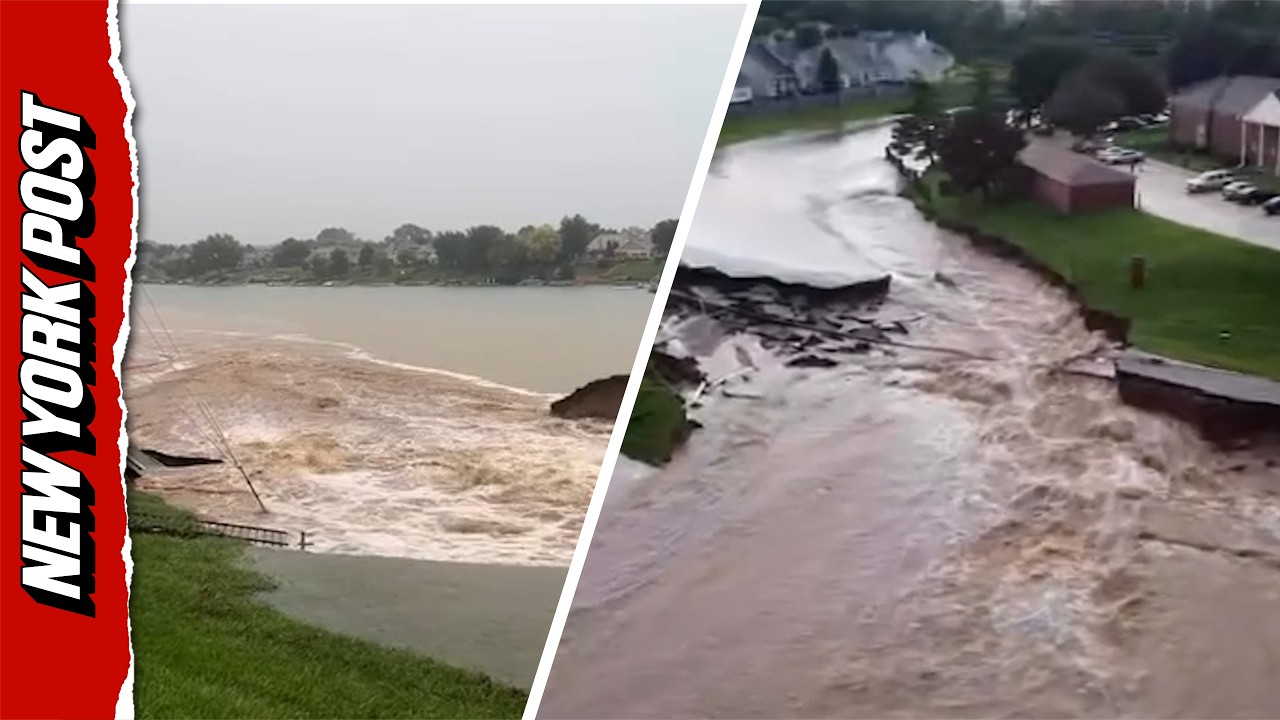 Raging Floodwaters Wash Away Road in Historic Indiana Flooding