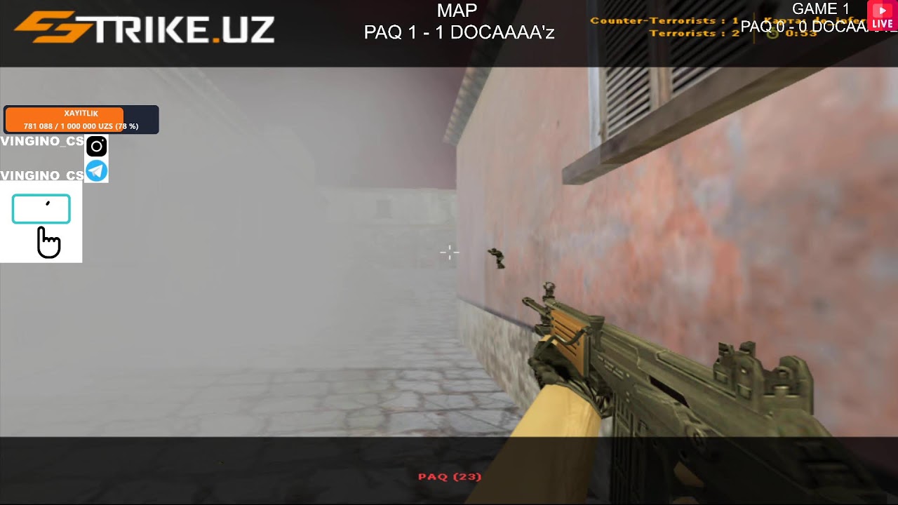 PAQ VS DOCAAAA'z 1X1 MAP STRIKE UZ CS 1.6 SHOWMATCH