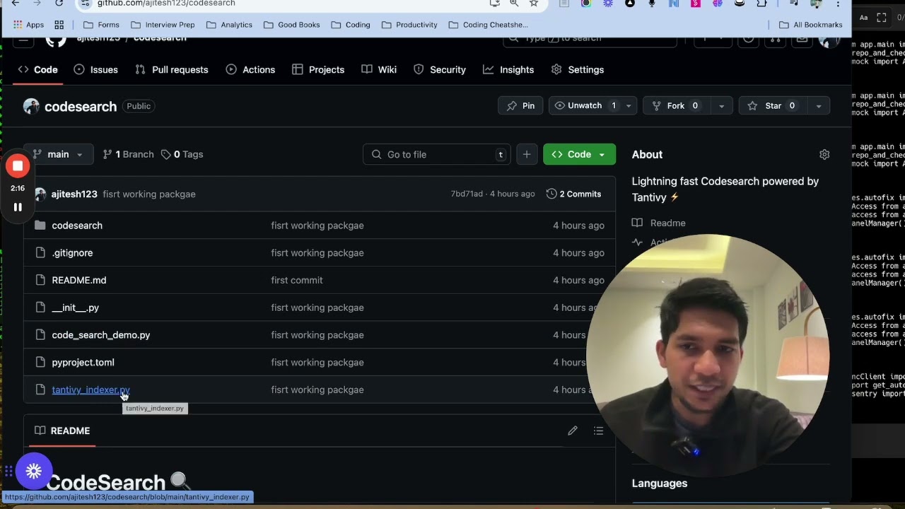 Quick demo: Building Lightning-Fast Code Search with Tantivy