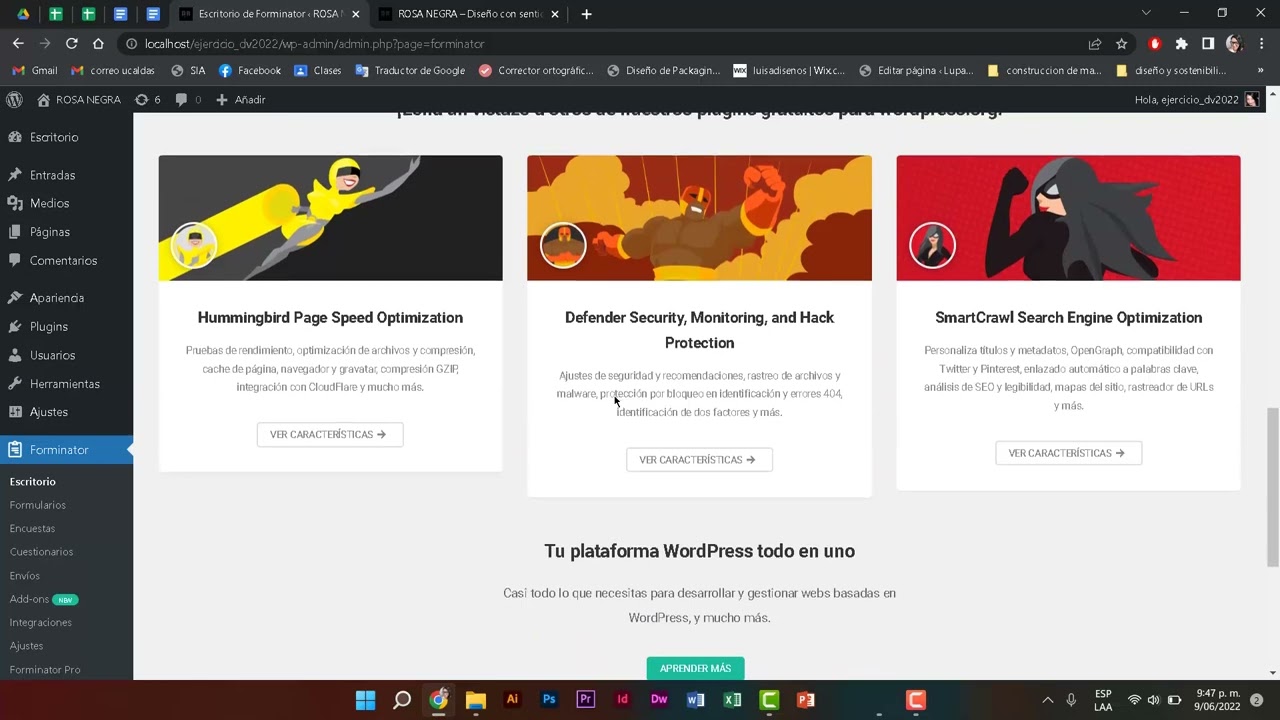 Instalar plugin (formulario) forminator en Wordpress