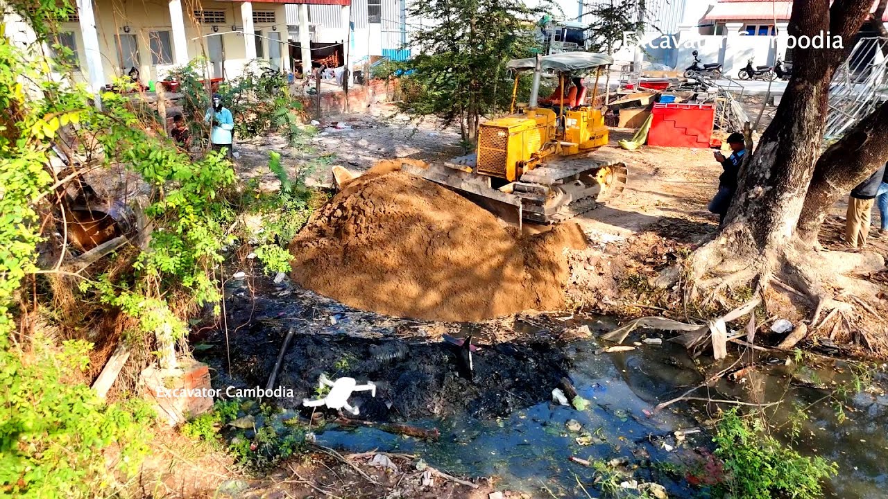 Amazing New  Project! New Job Techniques Skills Clearing Mud to making Water Flow By Bulldozer D31P