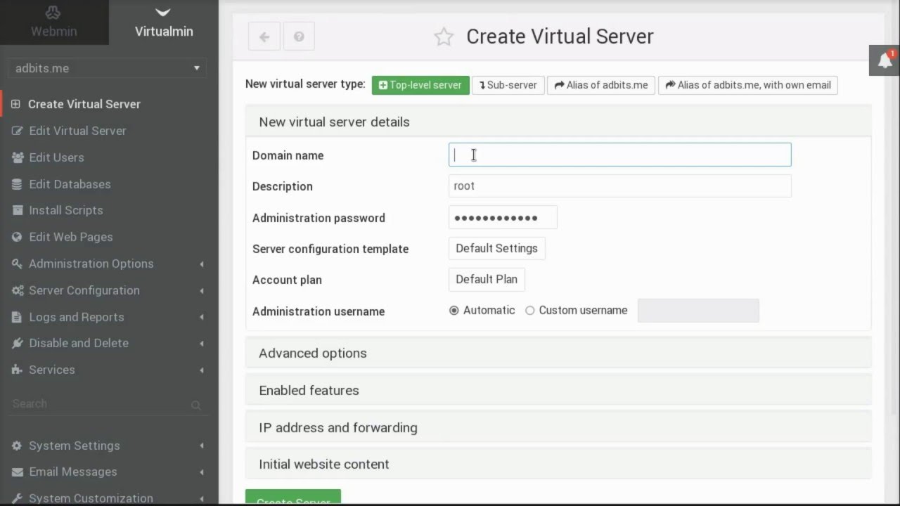 Virtualmin Introduction