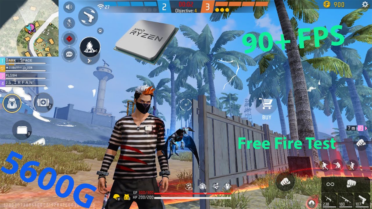 90+ FPS  Free Fire Max Test on Ryzen 5 5600g without Graphics Card 16GB Ram