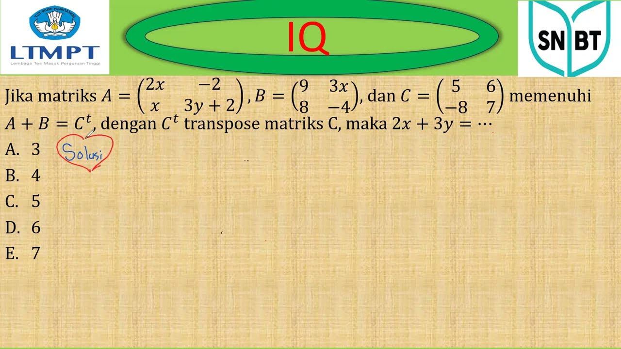 PENGETAHUAN KUANTITATIF TRANSPOSE MATRIKS UTBK/SNBT 2024
