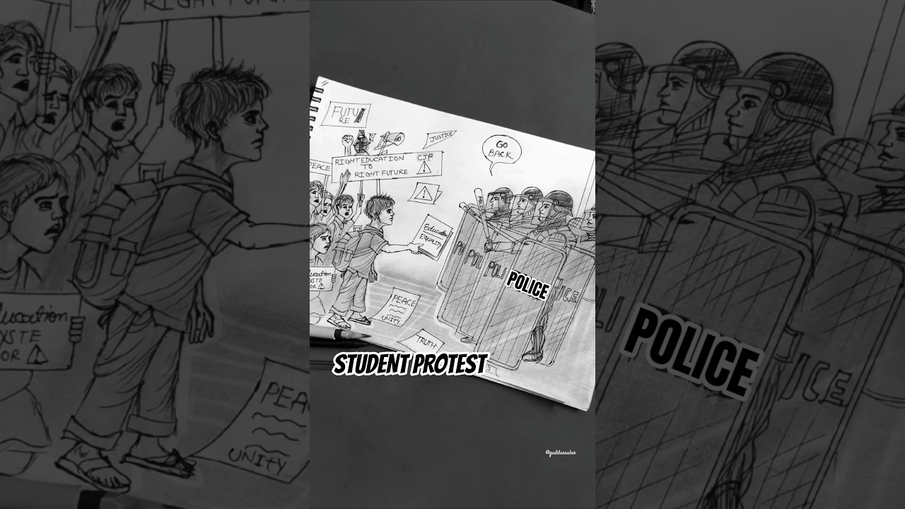 Students protest drawing 😯 #students #cjp #jantarmantar #guddusaulan #drawing #viral #shorts