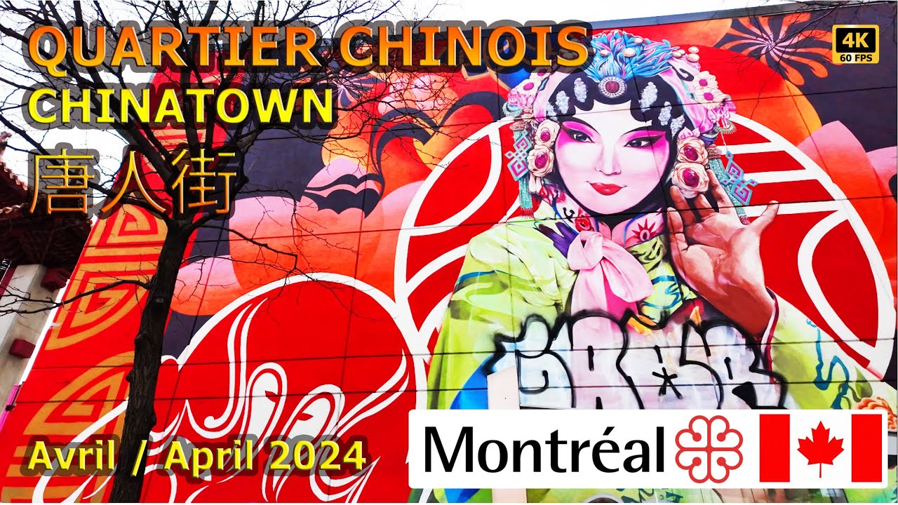 [4k] Montreal, Quebec, Canada, Balade Quartier Chinois / Chinatown, walking tour, April 2024,