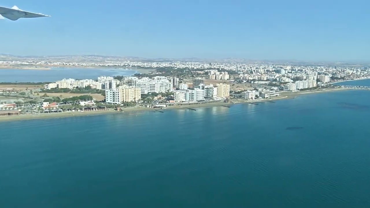 Landing in Larnaca, Cyprus on a Sunny Day