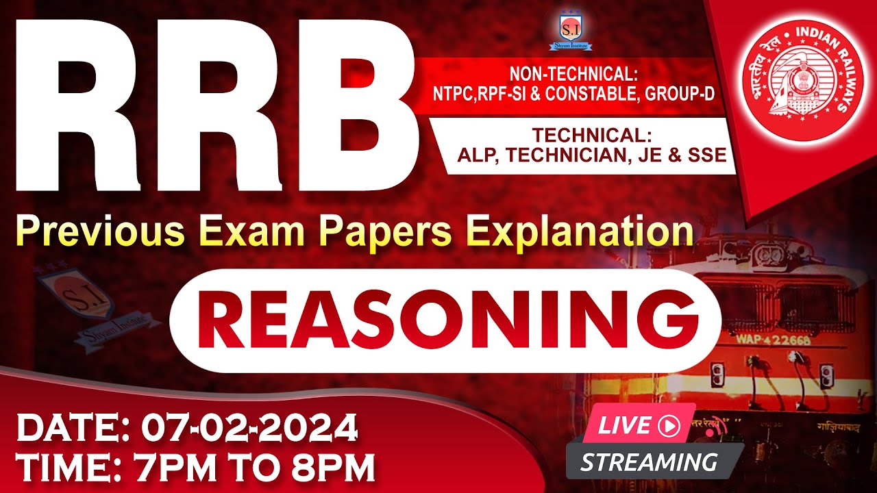 RRB PREVIOUS EXAM PAPERS EXPLANATIONS | REASONING | #shyaminstitute