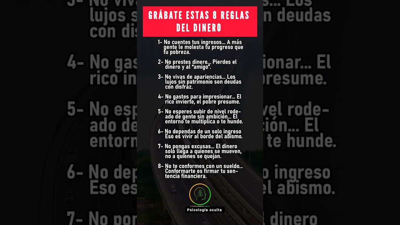 Gr&aacute;bate estas 8 reglas del dinero #psicologia