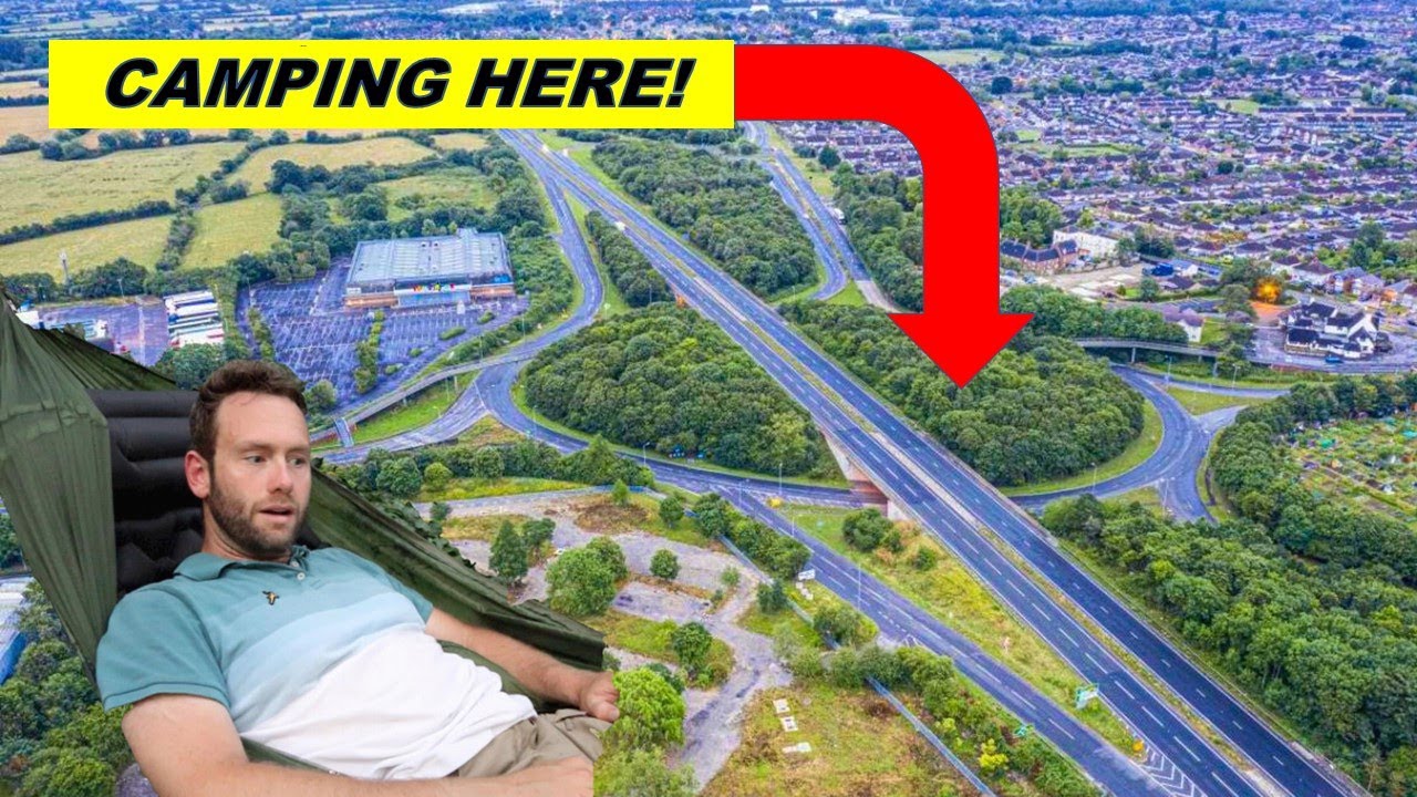 Stealth Camping on a Roundabout Solo in a Hammock