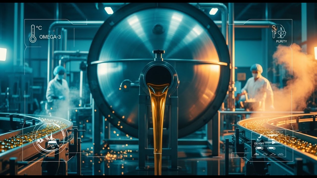 How Fish Oil Is Made in Factory | Omega-3 Capsules Manufacturing Process | Industrial Documentary