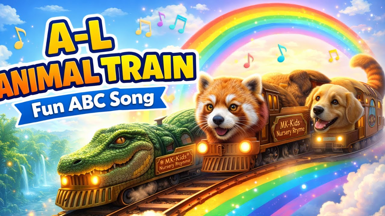 Animal Alphabet Train A to L | Kids Learning Song | MK-Kids Nursery Rhyme
