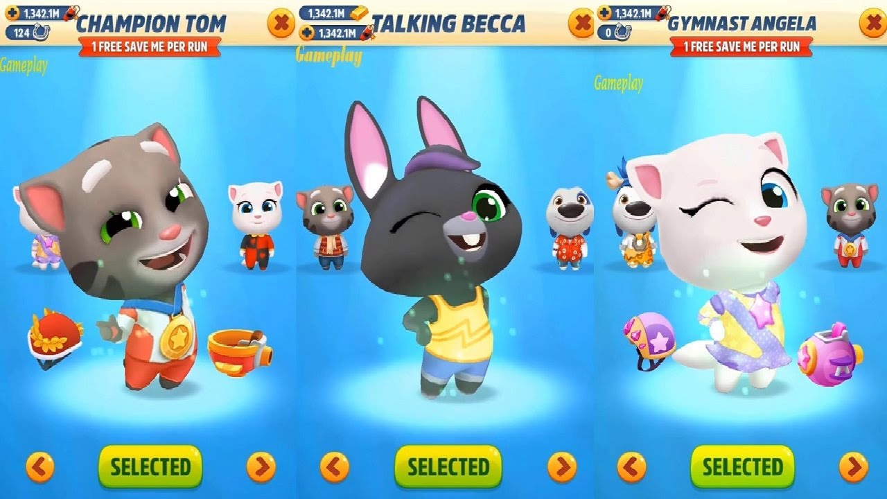Talking Tom Gold Run New Update New Character Champion Tom VS  Gymnast Angela VS Talking Becca