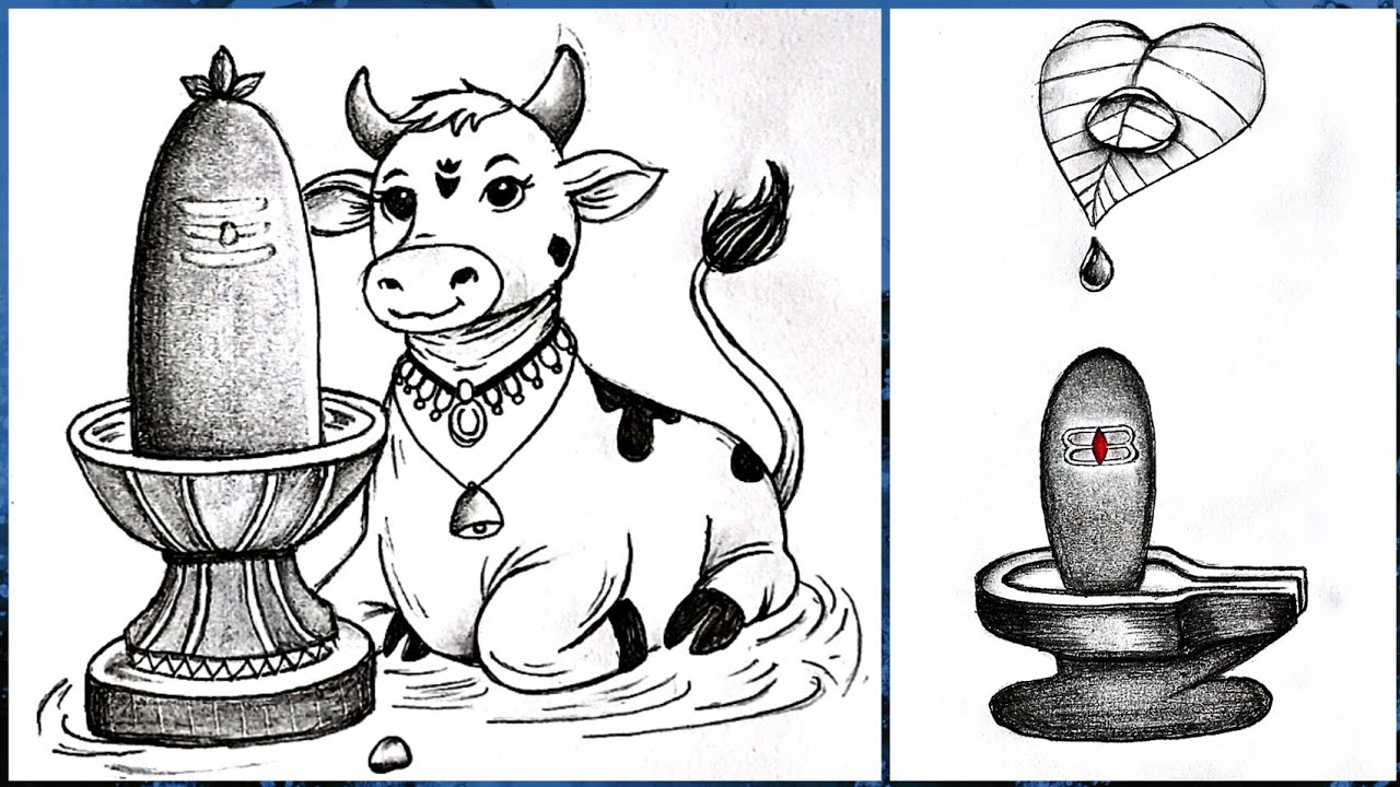 How to draw Shivling with Nandi Baba - step by step | Lord Shiv Drawing | Mahashivratri Drawings
