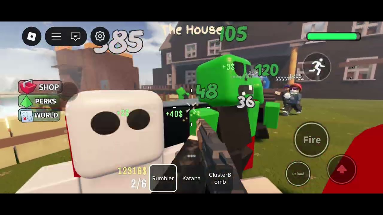 Playing a zombie game in Roblox 