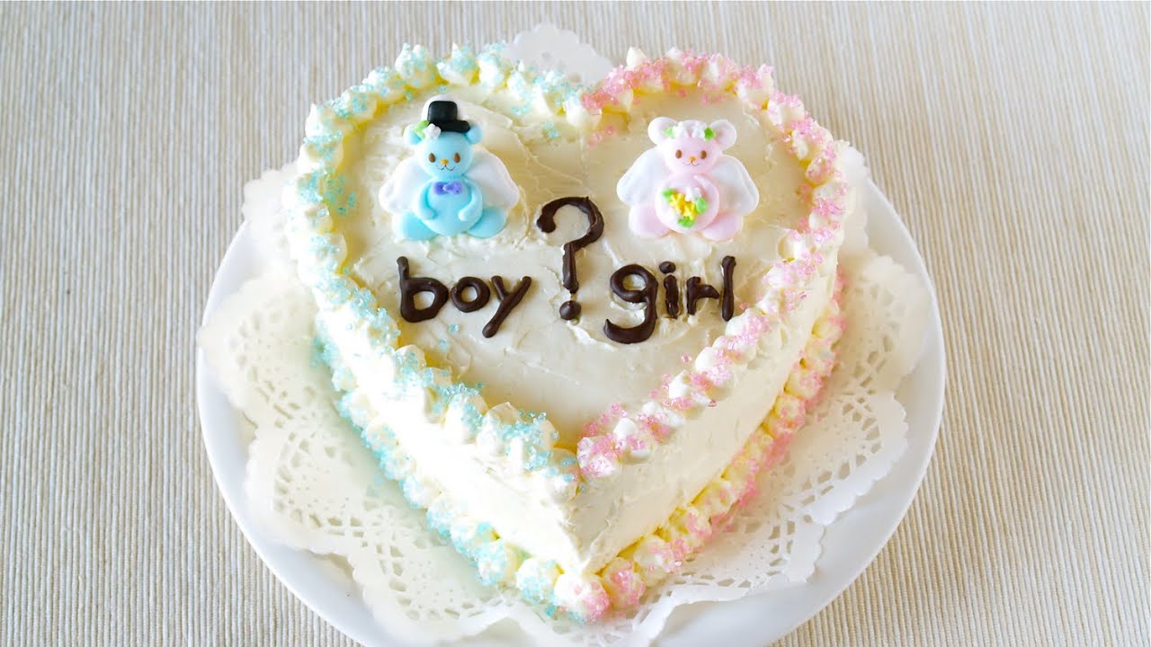 Gender Reveal Cake (Easy Butter Cream Cake) ジェンダーリビールケーキ (赤ちゃんの性別発表！) - OCHIKERON - CREATE EAT HAPPY