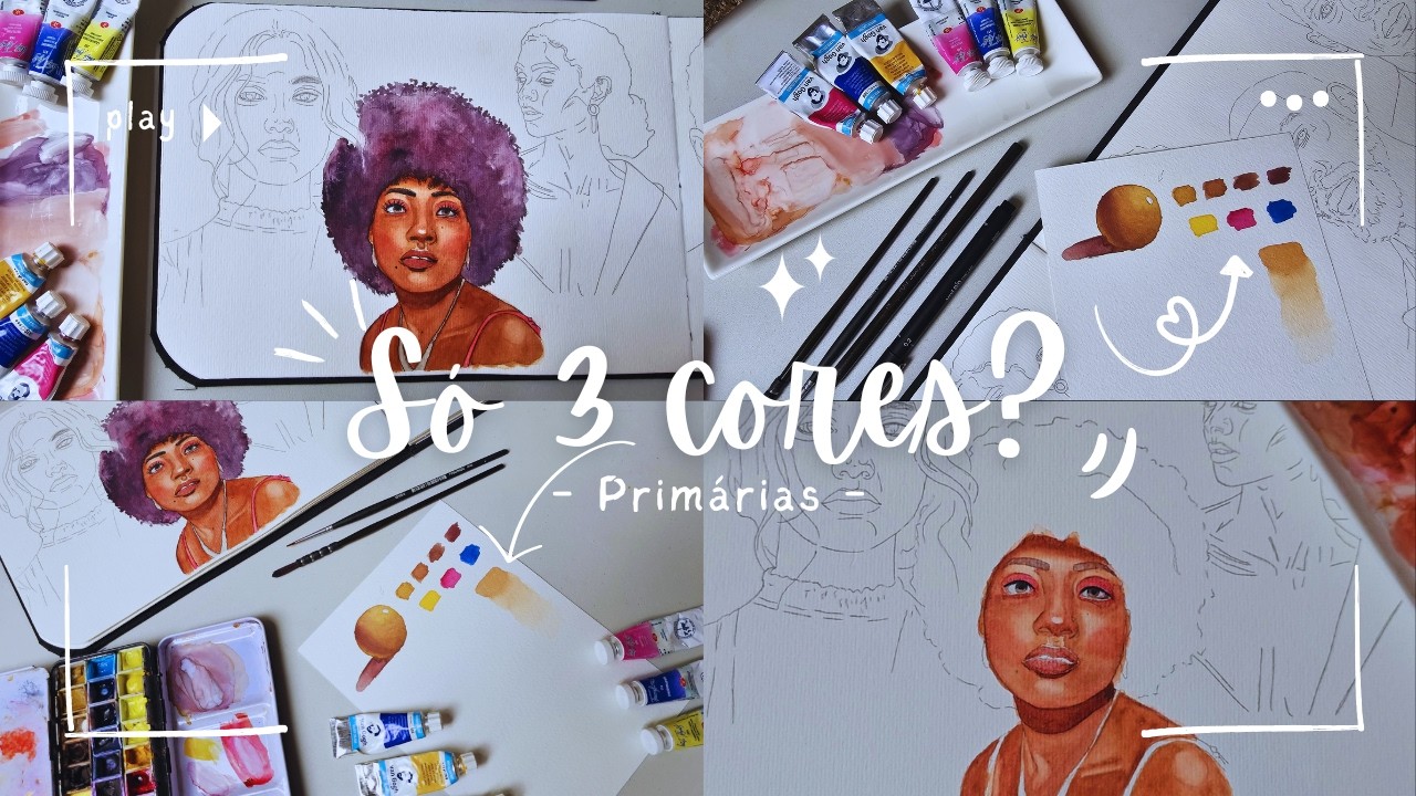 Como Pintar Pele Negra em Aquarela com Apenas 3 cores Primárias.