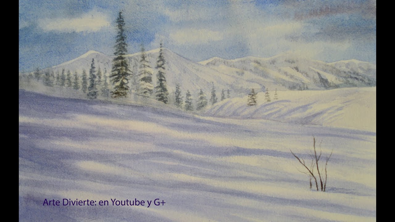 Cómo pintar montañas nevadas en acuarela - Arte Divierte.