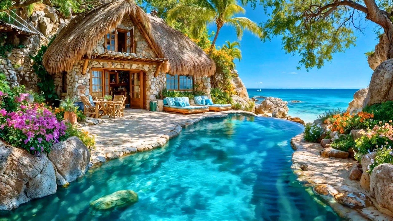 February Cafe Bossa Nova ☕️ Smooth Tropical Jazz & Relaxing Coffee Shop Beach Ambience