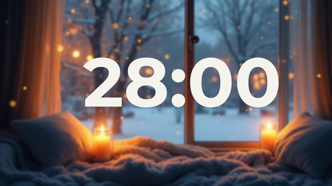 28 Minute Focus Timer (No Music, End Beep) ❄️ Snowy Ambience for Extended Focus