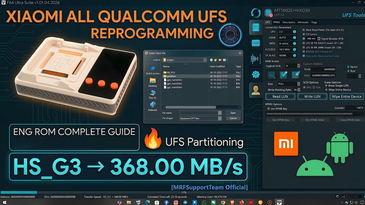Xiaomi All Qualcomm UFS Reprogramming With Eng Rom Complete Tutorial Guide | Flash64 Ultra 🔥✅