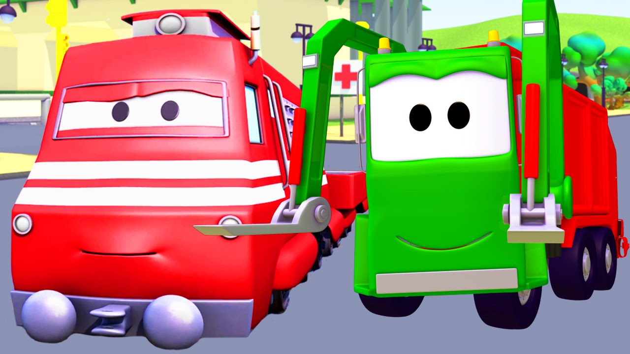 Troy the Train and the Garbage Truck in Car City | Trains & Trucks cartoons for kids