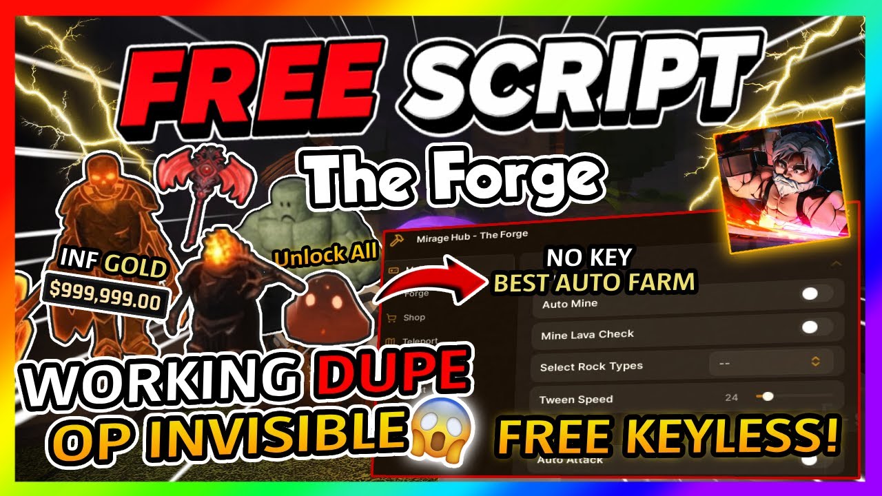 The Forge Script *NO KEY* -  DUPE, INSTANT MINE, INFINITE GOLD, AUTO FARM + More!