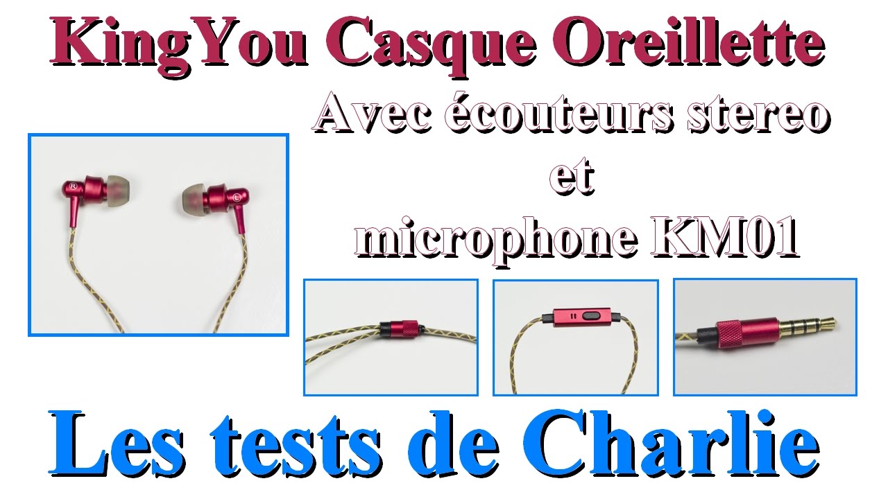 Écouteurs Oreillette Filaire Intra-auriculaires Stéréo avec Microphone et Contrôle du Volume Kingyou