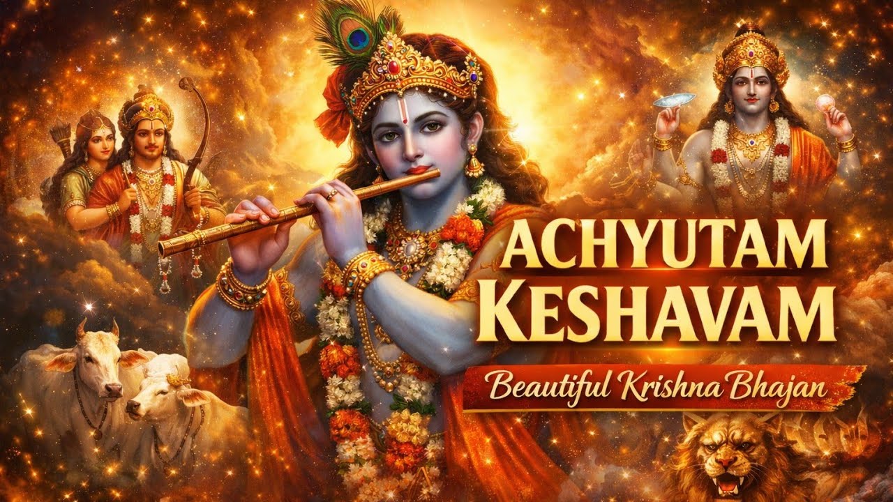 Achyutam Keshavam | Powerful Krishna Bhajanam | Peaceful Devotional Song